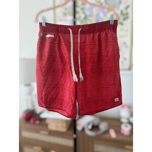Vuori Striped Drawstring Banks Shorts 7" Workouts Athletic Red Mens Size Large